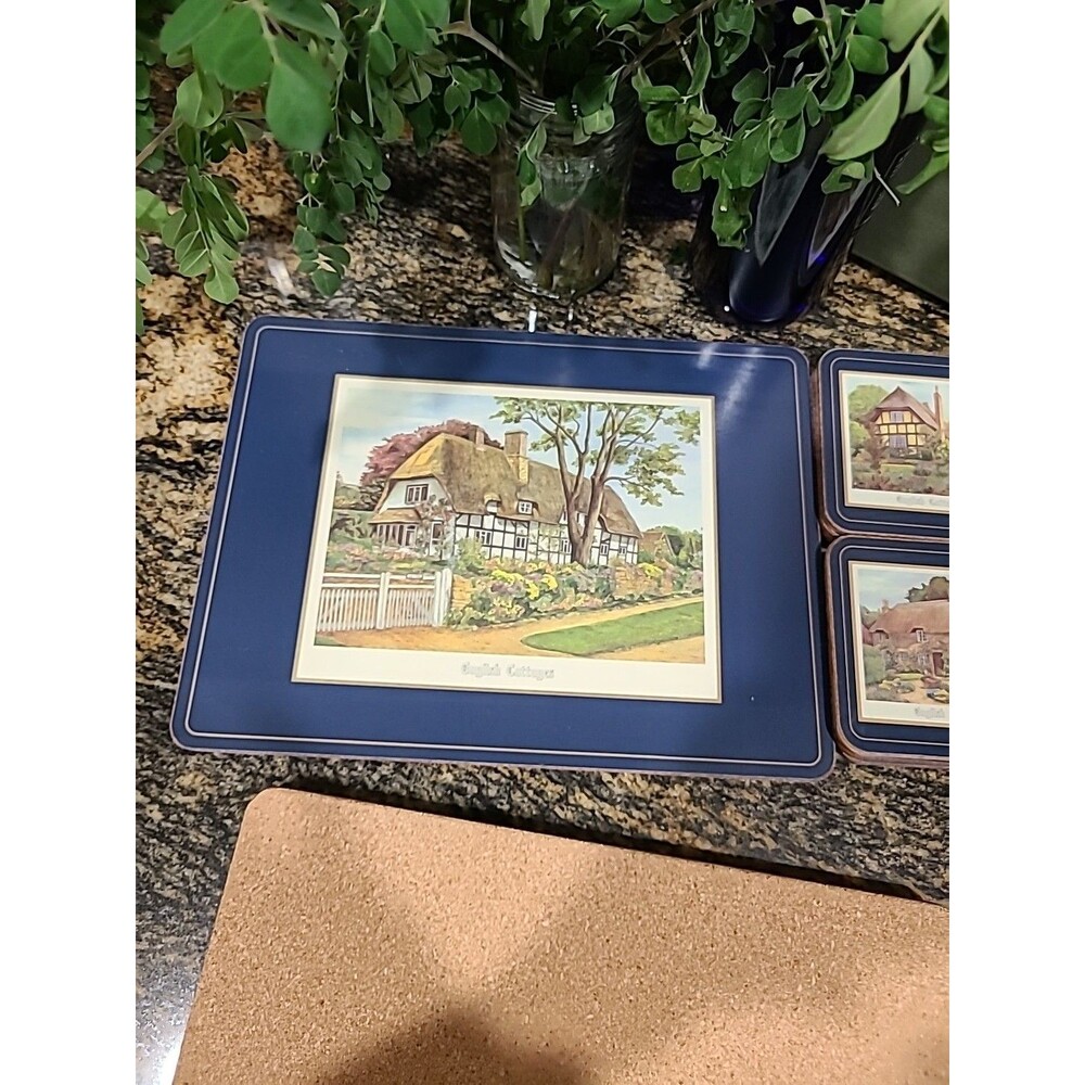 Harrods English Countryside Hard Place Mats, Set of 6, original box W/6 COASTERS